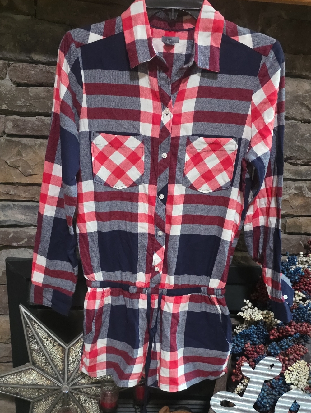 Aerie Flannel Romper/Shorts Sz S